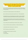 Pennsylvania Life Insurance Exam Study Guide &vert; 300 Questions with 100&percnt; Correct Answers &vert; Verified &vert; Latest Update 2024