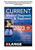 TEST BANK for Current Medical Diagnosis And Treatment 2023 62nd Edition Maxine Papadakis| Latest questions and answers