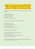 Oregon Life Insurance Exam Simulation&colon; Difficult Questions with 100&percnt; Correct Answers &vert; Verified &vert; Latest Update 2024