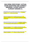 2024 HFMA CRCR EXAM 1 ACTUAL EXAM QUESTIONS AND CORRECT ANSWERS &vert; LATEST UPDATE &vert; ALREADY GRADED A&plus;