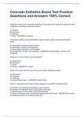 Colorado Esthetics Board Test Practice Questions and Answers 100&percnt; Correct