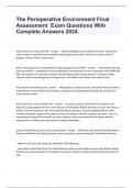 The Perioperative Environment Final Assessment  Exam Questions With Complete Answers 2024&period;
