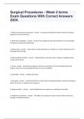 Surgical Procedures - Week 2 terms  Exam Questions With Correct Answers 2024&period;