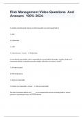 Risk Management Video Questions  And Answers  100&percnt; 2024&period;