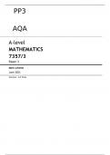 AQA A-level MATHEMATICS 7357&sol;3 Paper 3 June 2023 FINAL MARK SCHEME 
