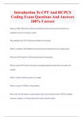 Introduction To CPT And HCPCS  Coding Exam Questions And Answers 100% Correct 