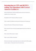 Introduction to CPT and HCPCS  coding Test Questions with Correct  Answers Graded A+