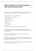 Patient Safety Final Exam Questions With Actual Answers 2024&period;