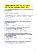 SIE FINRA Practice Exam With 100&percnt; Correct And Verified Answers 2024
