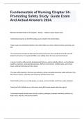 Fundamentals of Nursing Chapter 24- Promoting Safety Study  Guide Exam And Actual Answers 2024&period;