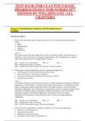 TEST BANK FOR CLAYTON&rsquo;S BASIC PHARMACOLOGY FOR NURSES 18TH EDITION BY WILLIHNGANZ &lpar;ALL CHAPTERS&rpar; 