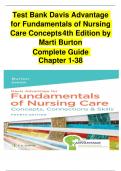 Test Bank for Davis Advantage for Fundamentals of Nursing Care Concepts 4th Edition by Marti Burton Complete Guide Chapter 1-38