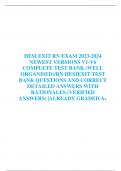 HESI EXIT RN EXAM 2023-2024 NEWEST VERSIONS V1-V6 COMPLETE TEST BANK (WELL ORGANISED)/RN HESI   EXIT TEST BANK QUESTIONS AND CORRECT DETAILED ANSWERS WITH RATIONALES (VERIFIED ANSWERS) |ALREADY GRADED A+ 