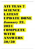 ATI TEAS 7  SCIENCE  LATEST  UPDATE DONE  January 22,  2024 COMPLETE  WITH  ANSWERS  50/50