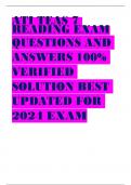 ATI TEAS 7 READING EXAM QUESTIONS AND ANSWERS 100%  VERIFIED  SOLUTION BEST UPDATED FOR  2024 EXAM