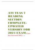 ATI TEAS 7  READING  SECTION  COMPLETEUPDATED  VERSION FOR  2024 EXAM