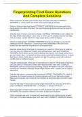 Fingerprinting Final Exam Questions And Complete Solutions