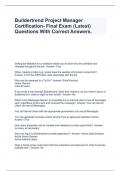 Buildertrend Project Manager Certification- Final Exam &lpar;Latest&rpar; Questions With Correct Answers&period;