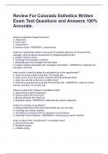 Review For Colorado Esthetics Written Exam Test Questions and Answers 100&percnt; Accurate&period;