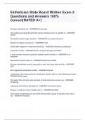 Esthetician State Board Written Exam 2 Questions and Answers 100&percnt; Correct&lpar;RATED A&plus;&rpar;