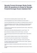 Nevada Funeral Arranger Study Guide 2024 (30 questions to study for Nevada Funeral Arranger Exam) Updated Q/A