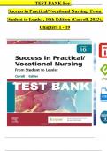 TEST BANK For Success in Practical Vocational Nursing 10th Edition by Carrol Collier, Complete Chapters 1 - 19 / Newest Version