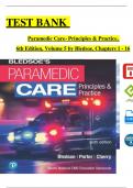 TEST BANK For Paramedic Care - Principles and Practice, 6th Edition, Volume 5 by Bledsoe, Complete Chapters 1 - 16, Newest Version