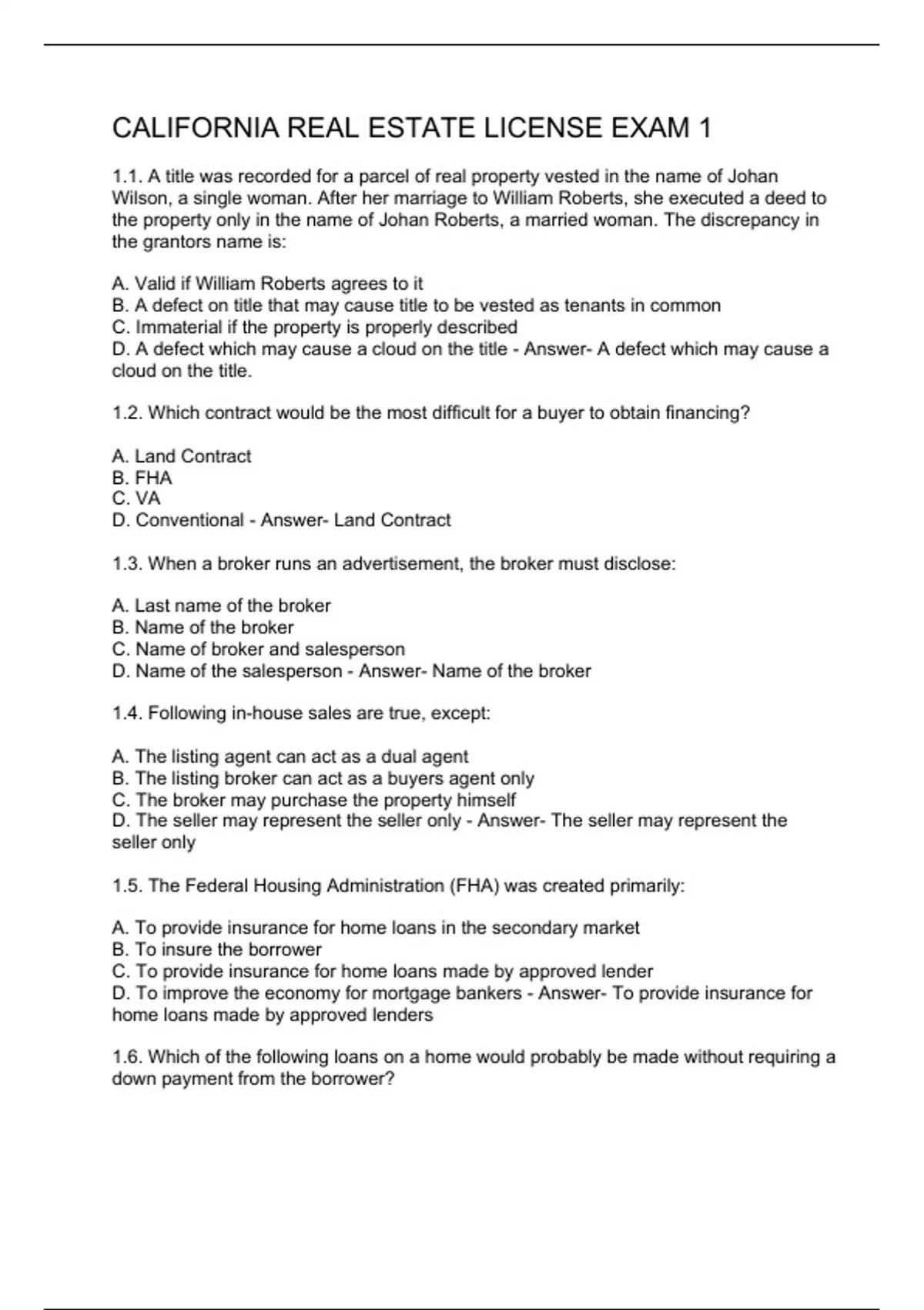 CALIFORNIA REAL ESTATE LICENSE EXAM 1 CALIFORNIA REAL ESTATE Stuvia UK