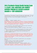 2024 Psychiatric-Mental Health Nursing Exam 1 & EXAM 2 400&plus;QUESTIONS AND CORRECT ANSWERS VERIFIED BY EXPERTS&vert;ALREADY GRADED A&plus; NEW GENERATION