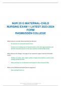 NUR 2513 MATERNAL-CHILD NURSING EXAM 1 LATEST 2023-2024 FORM   RASMUSSEN COLLEGE   What influences the changes in the types of care required to support maternal child health issues? 