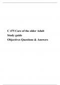 C 475 Care of the older Adult study guide Objectives Q & A, C475 Care of Older Adult Objective Assessment, Western Governors University NURS C475