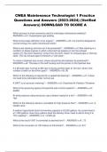 CWEA Maintenance Technologist 1 Practice  Questions and Answers &lpar;2023-2024&rpar; &lpar;Verified  Answers&rpar; DOWNLOAD TO SCORE A
