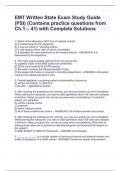 EMT Written State Exam Study Guide (PSI) (Contains practice questions from Ch.1 – 41) with Complete Solutions