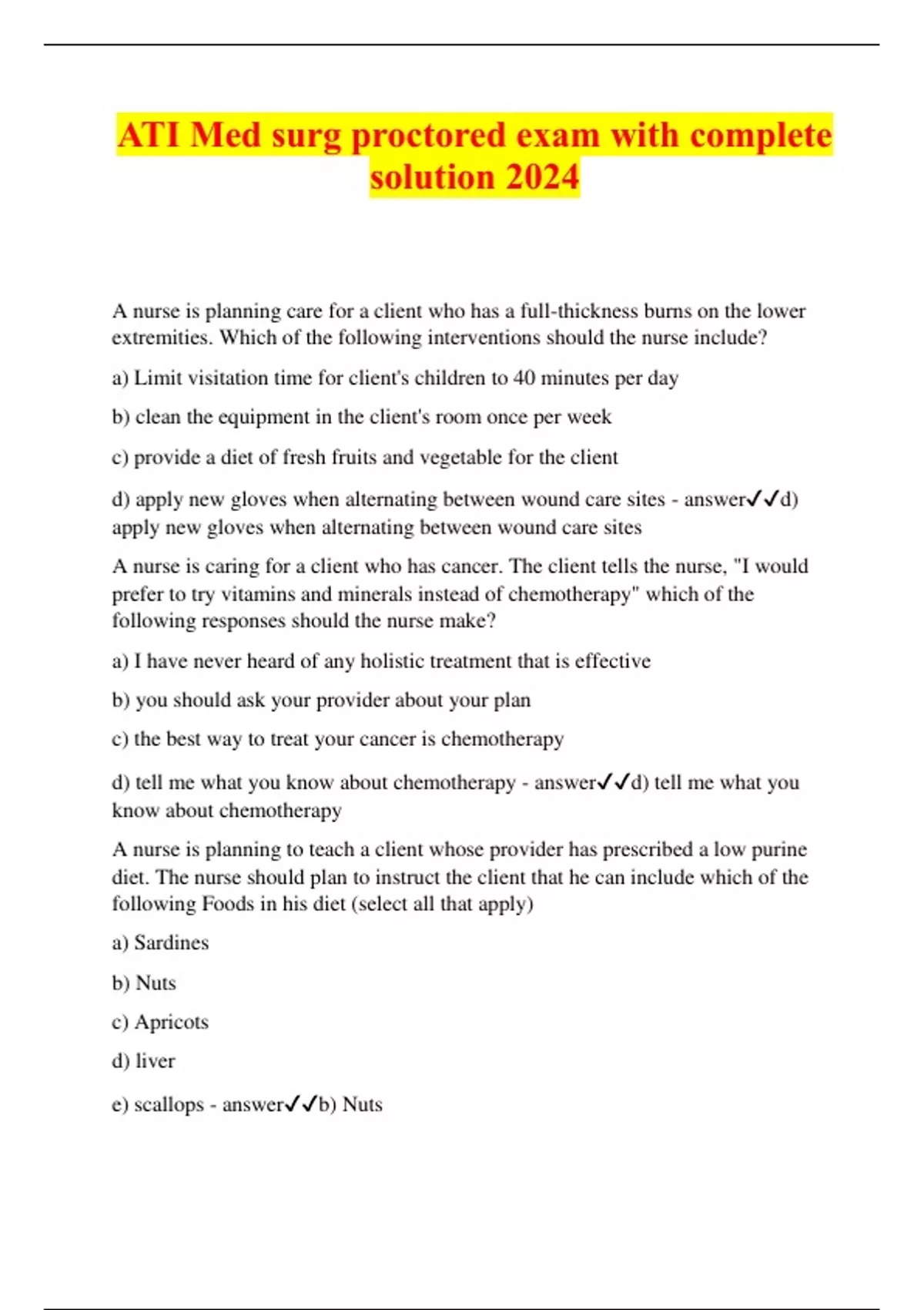 ATI Med surg proctored exam with complete solution 2024 - Med surg ...
