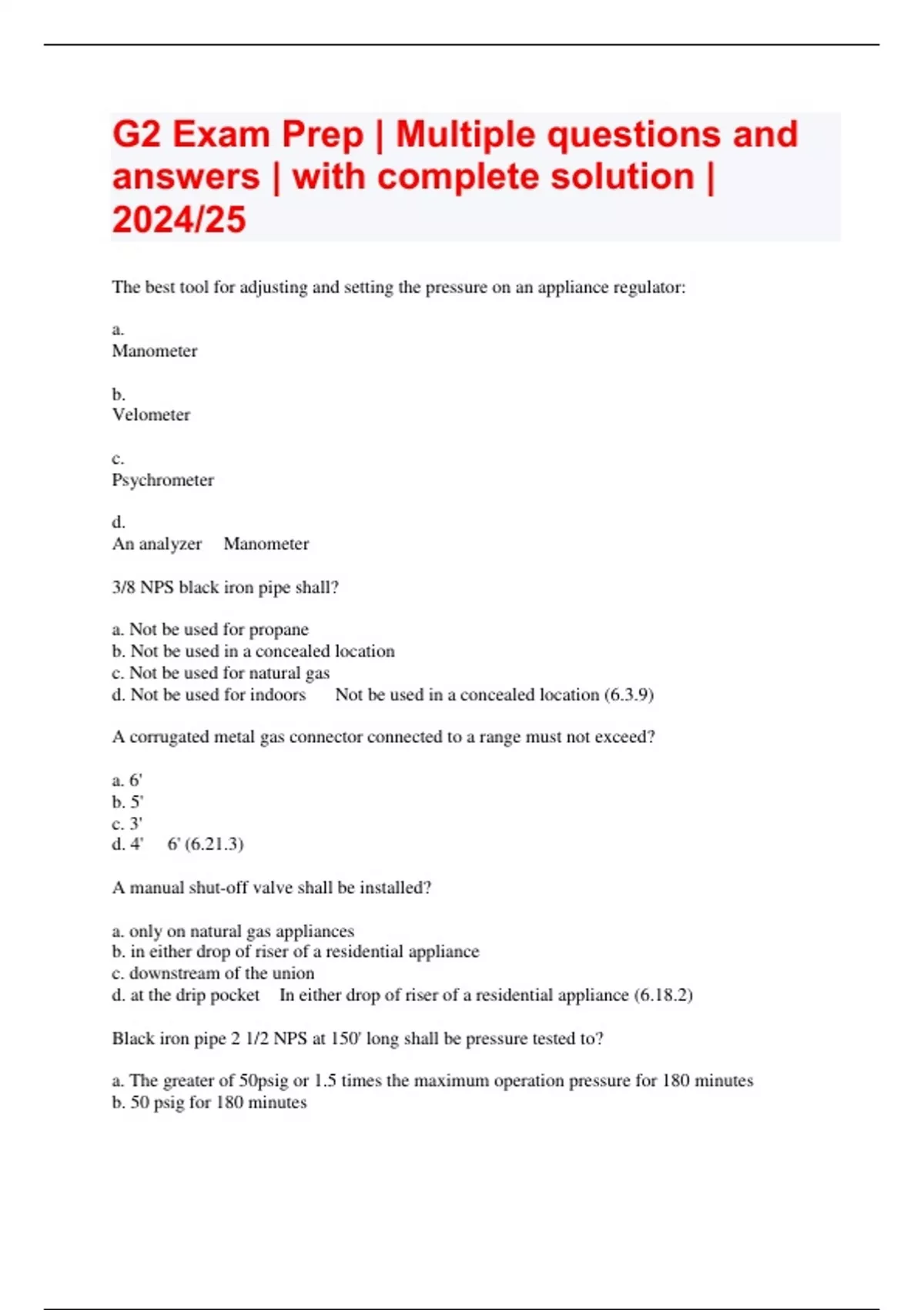 G2 Exam Prep | Multiple questions and answers | with complete solution ...