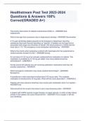 Healthstream Post Test 2023-2024 Questions & Answers 100&percnt; Correct&lpar;GRADED A&plus;&rpar;