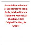 Solutions Manual For Essential Foundations of Economics 9th Edition By Robin Bade, Michael Parkin (All Chapters, 100% Original Verified, A+ Grade)
