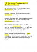 U&period;S&period; Government Final Exam Review Questions And Answers 