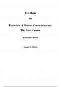 Test Bank For Essentials of Human Communication The Basic Course 11th Edition By Joseph DeVito (All Chapters, 100% Original Verified, A+ Grade)