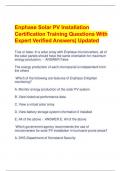 Enphase Solar PV Installation Certification Training Questions With Expert Verified Answers&vert; Updated