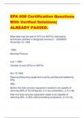 EPA 608 Certification Questions With Verified Solutions| ALREADY PASSED.