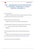 CDL - AIR BRAKES EXAM &vert; QUESTIONS  & ANSWERS &lpar;VERIFIED&rpar; &vert; LATEST  UPDATE &vert; GRADED A&plus;
