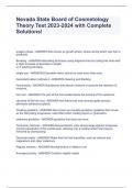 Nevada State Board of Cosmetology Theory Test 2023-2024 with Complete Solutions&excl;