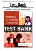 Test Bank For Maternity and Women's Health Care 13th Edition by Deitra L. Lowdermilk All Chapters (1-37) | A+ ULTIMATE GUIDE 2024