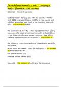 financial mathematics - unit 5&colon; creating a budget Questions And Answers