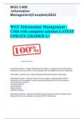 WGU C468 Information  Management(Complete)2022 WGU Information Management - C468 with complete solution LATEST  UPDATE GRADED A