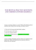 NUR 308 FINAL PRACTICE QUESTIONS  AND VERIFIED ANSWERS GRADED A+