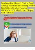 Test Bank For Abrams&rsquo; Clinical Drug Therapy Rationales for Nursing Practice 12th Edition Geralyn Frandsen ISBN&colon;978-1975136130&vert;1 - 61 Chapter With Rationals