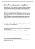 State Farm Independent Auto exam retake questions and correct answers graded A&plus;