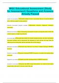 WGU Educational Assessment &lpar;Study for Assessment&rpar; Questions and Answers Already Passed